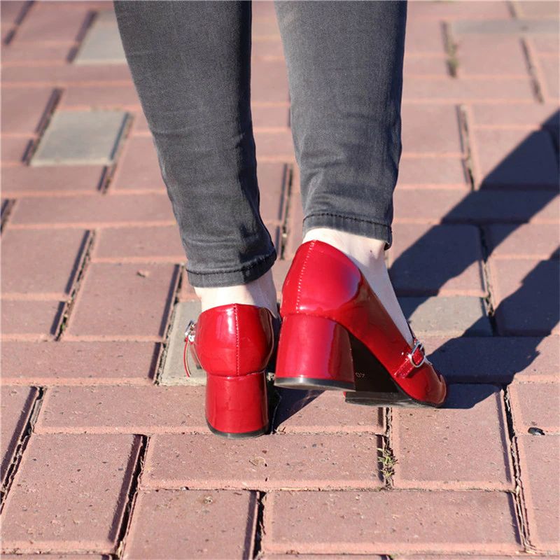 Abby Damskie Buty Na Średnim Obcasie Klamra Czarne - Czarny