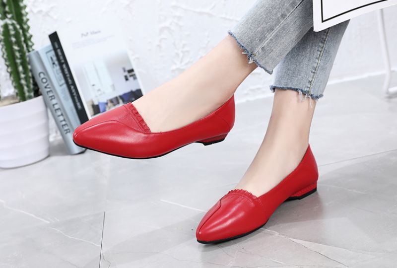 Adela Damskie Płaskie Buty - Czerwony