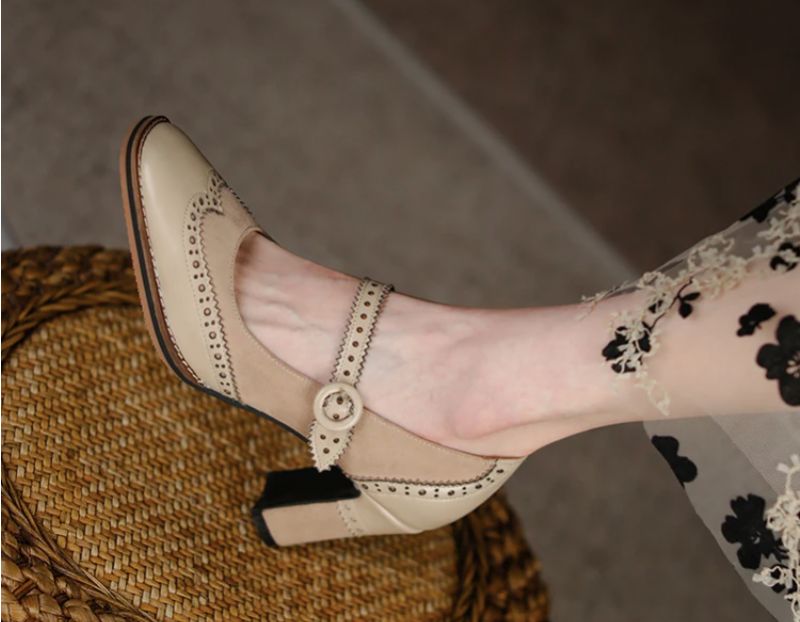 Albany Damskie Buty Brogues Pompy - Morelowy