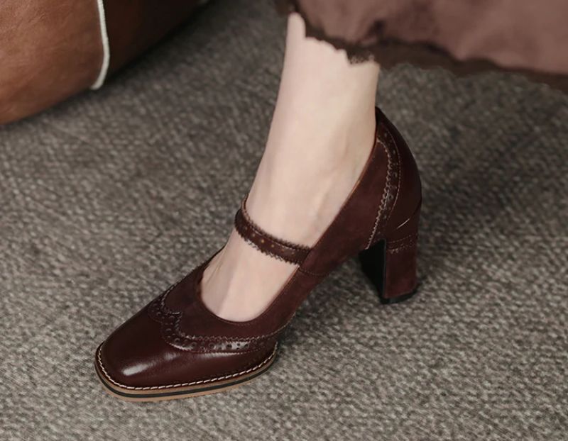 Albany Damskie Buty Brogues Pompy - Morelowy