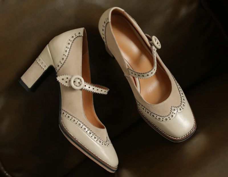 Albany Damskie Buty Brogues Pompy - Morelowy