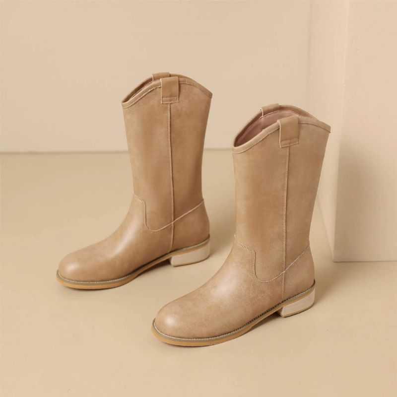 Alisa Damskie Buty Do Połowy Łydki - Morelowy