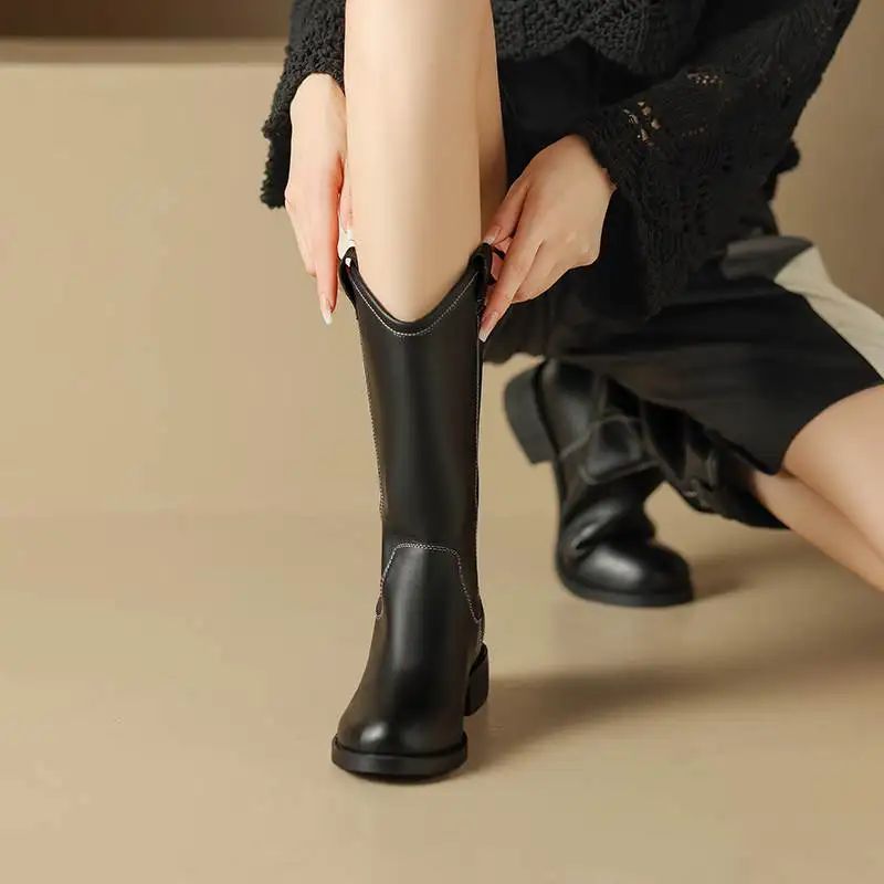 Alisa Damskie Buty Do Połowy Łydki - Morelowy