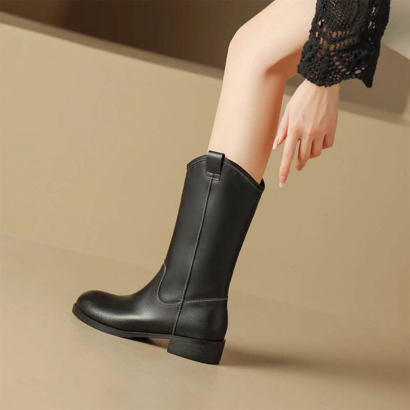 Alisa Damskie Buty Do Połowy Łydki - Morelowy