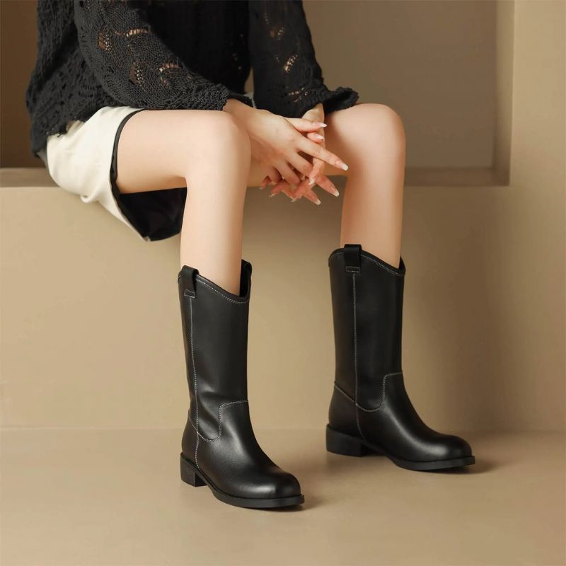 Alisa Damskie Buty Do Połowy Łydki - Morelowy