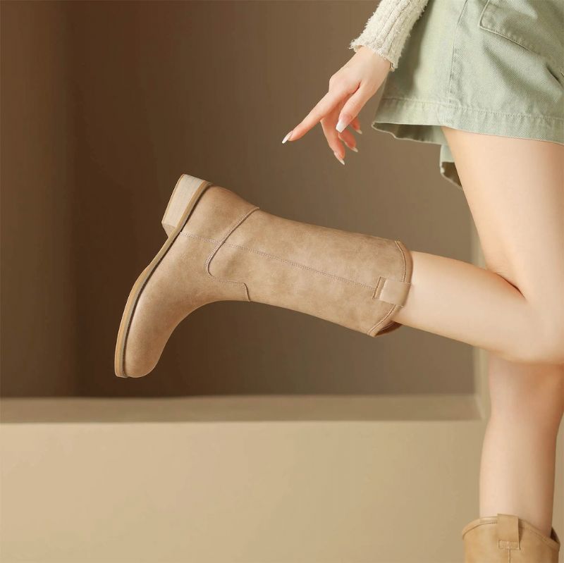 Alisa Damskie Buty Do Połowy Łydki - Morelowy