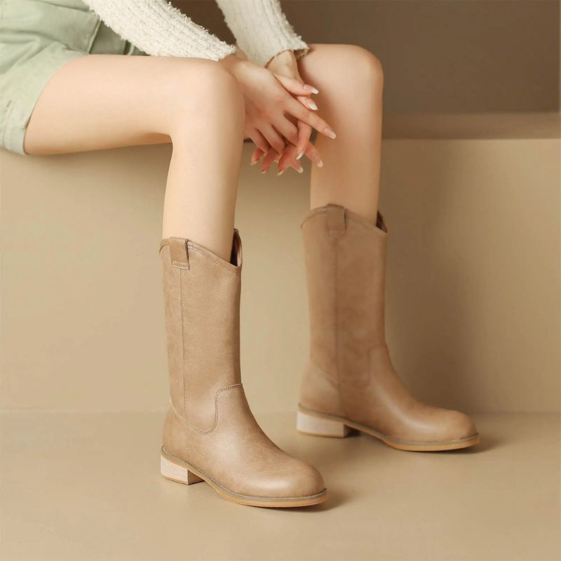 Alisa Damskie Buty Do Połowy Łydki - Morelowy