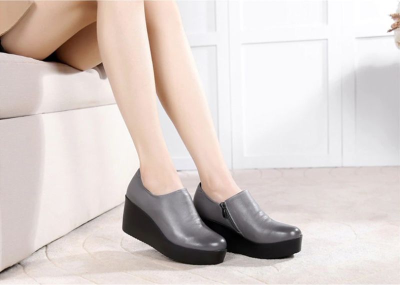 Alix Damskie Buty Na Platformie Spring Autumn Slip-on - Szary