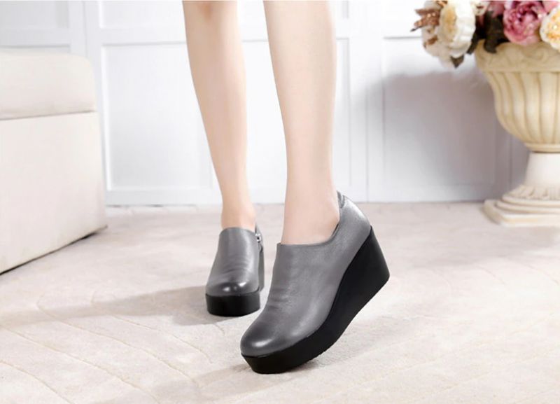 Alix Damskie Buty Na Platformie Spring Autumn Slip-on - Szary