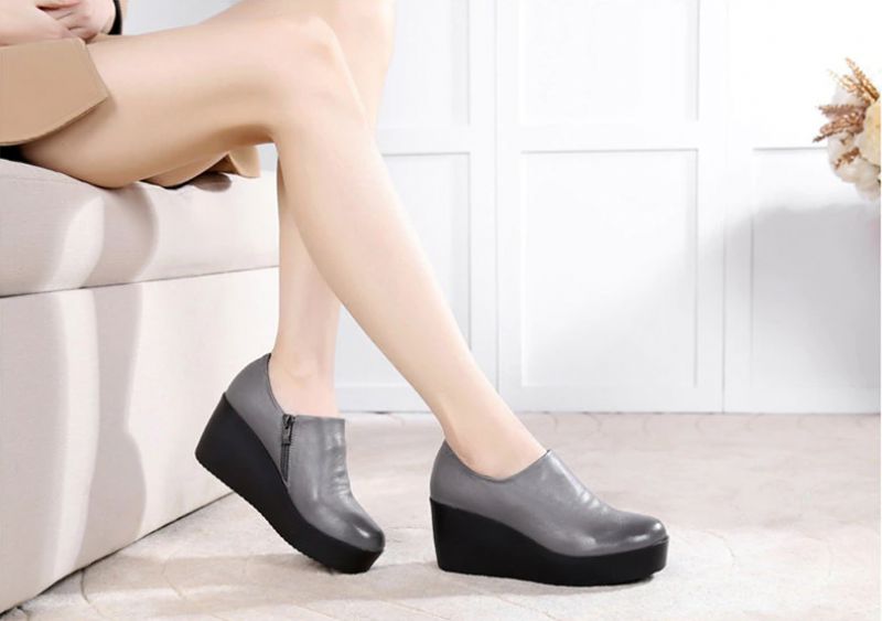 Alix Damskie Buty Na Platformie Spring Autumn Slip-on - Szary