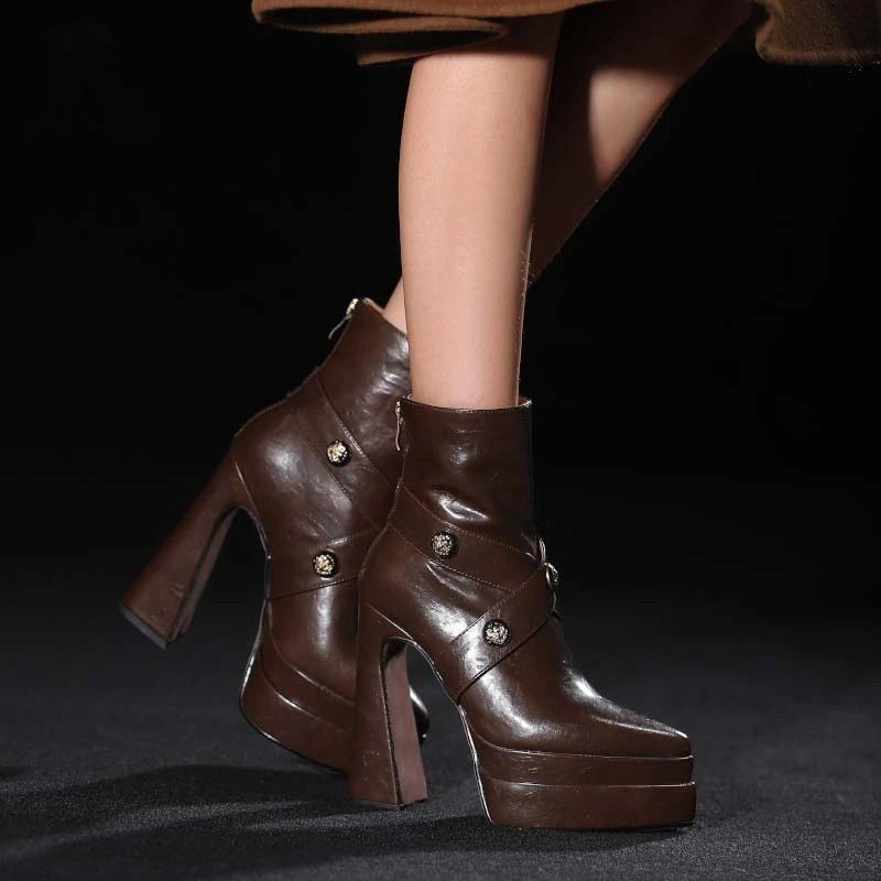 Alixa Damskie Ciepłe Buty Typu Platform Ankle Boots - Czarny