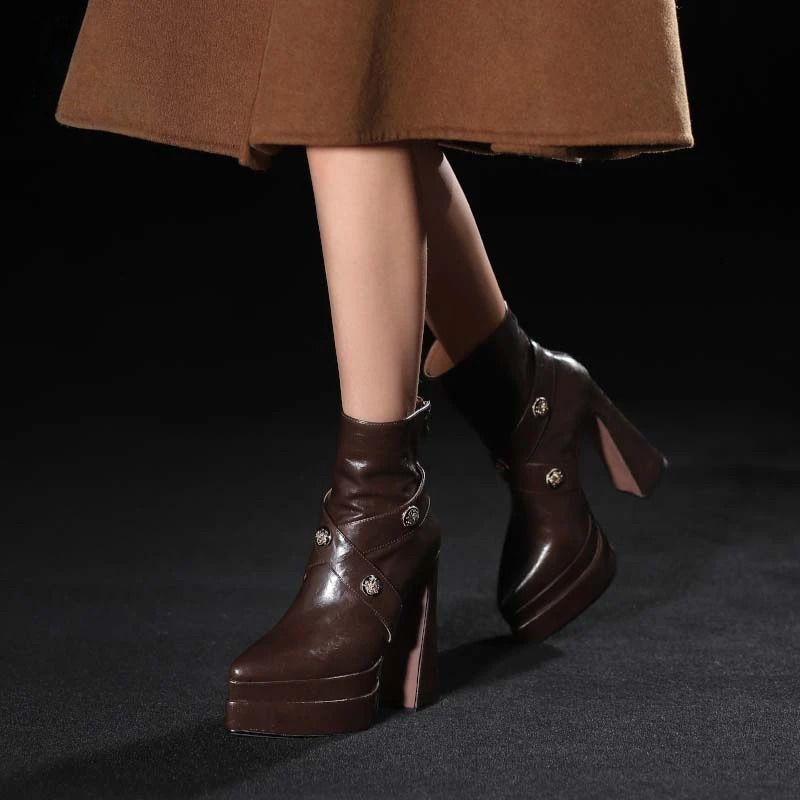 Alixa Damskie Ciepłe Buty Typu Platform Ankle Boots - Czarny
