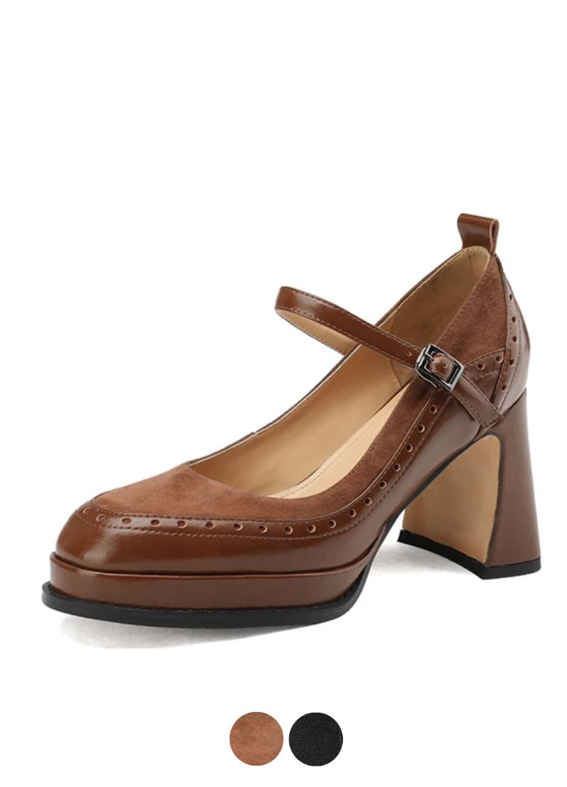 Alma Damskie Skórzane Czółenka Brogue