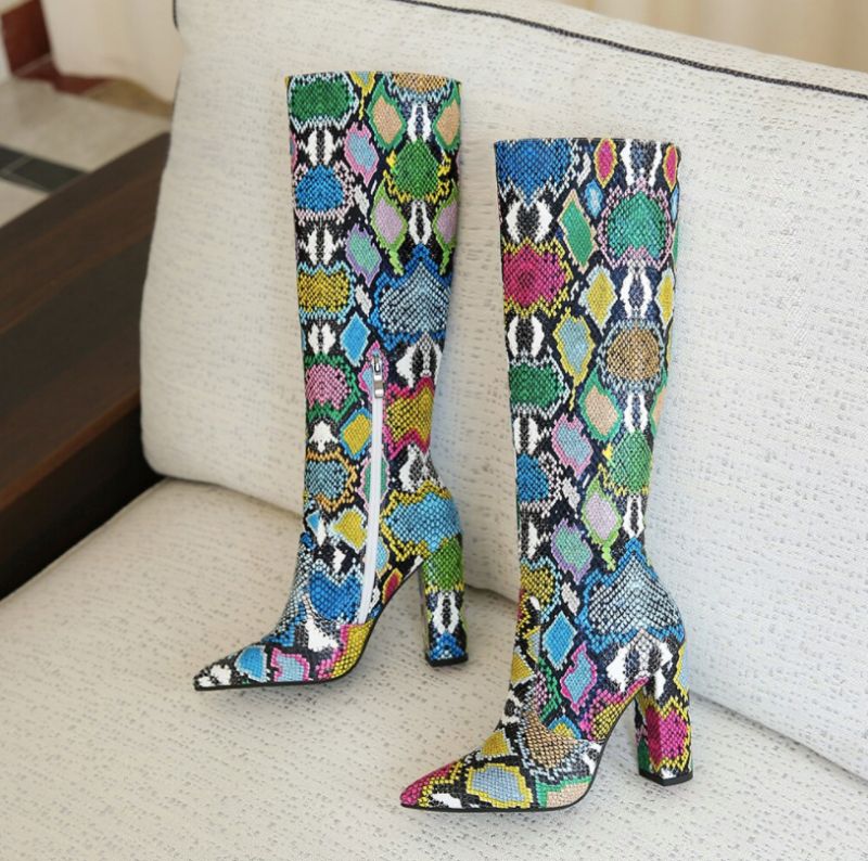 Almendra Boots Knee Length - Wąż
