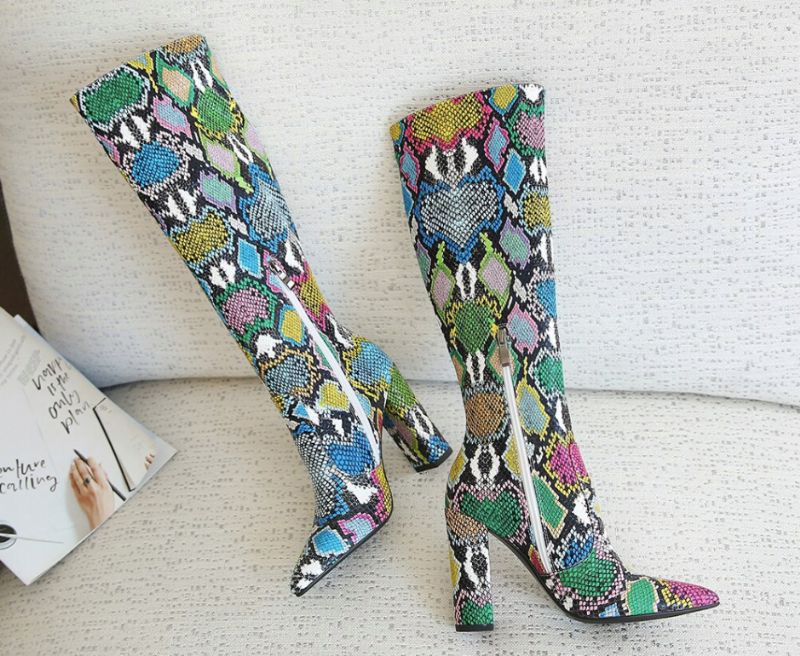 Almendra Boots Knee Length - Wąż