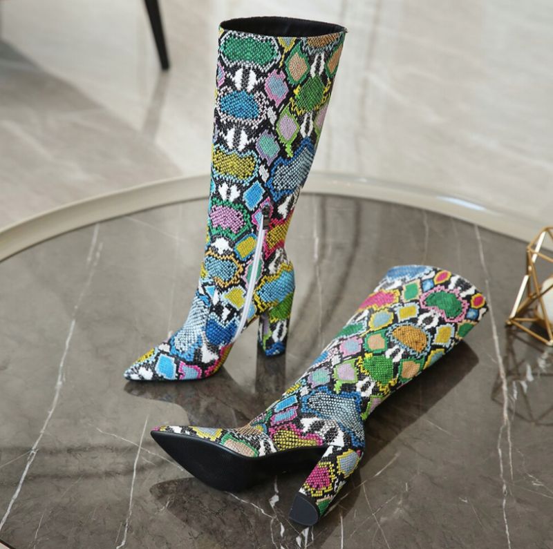 Almendra Boots Knee Length - Wąż