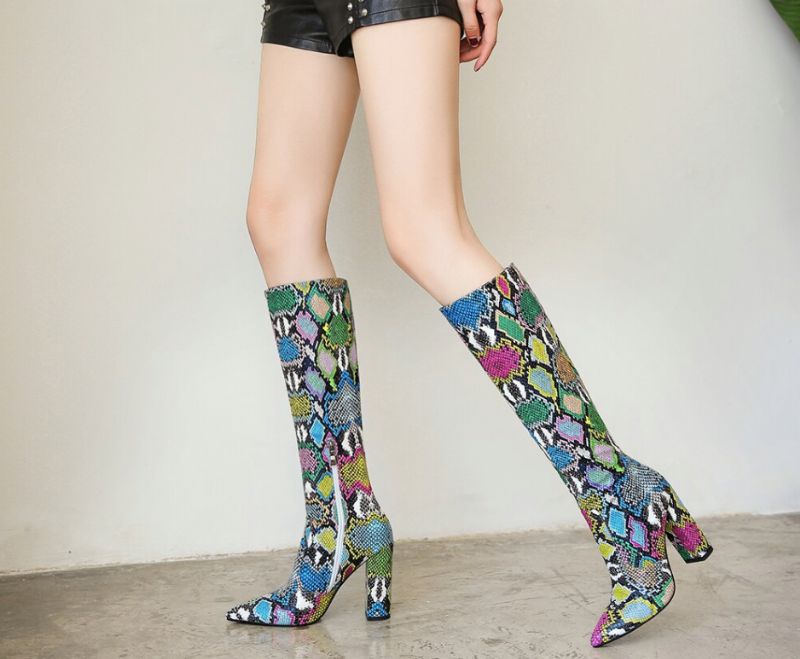 Almendra Boots Knee Length - Wąż