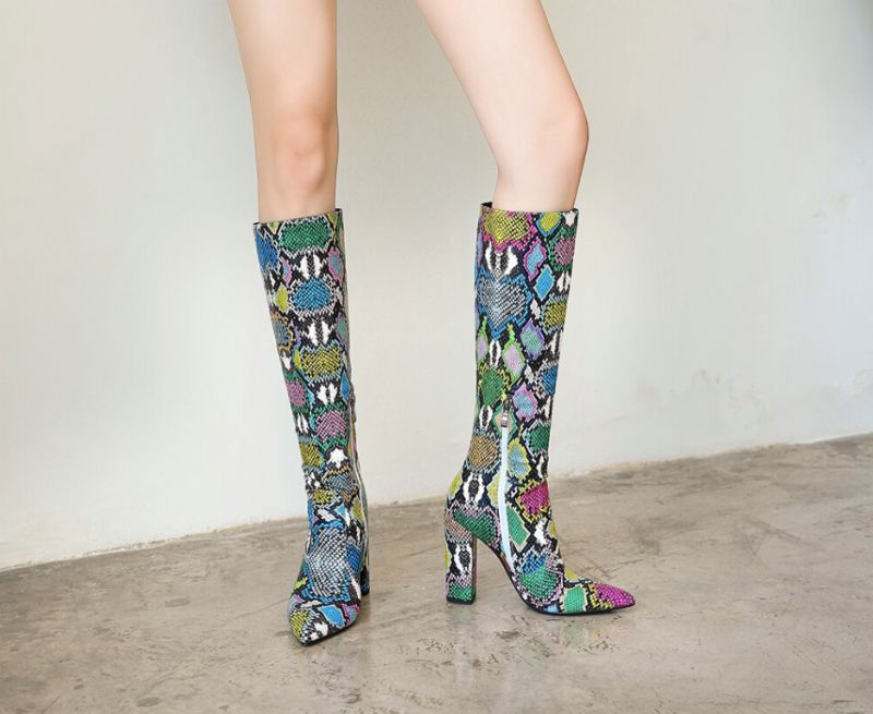 Almendra Boots Knee Length - Wąż