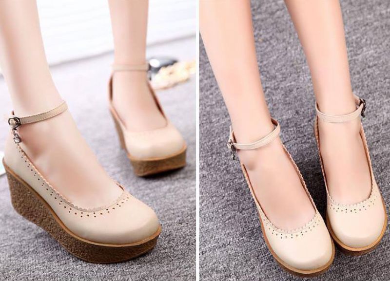 Altamira Damskie Buty Na Platformie Na Koturnie - Khaki