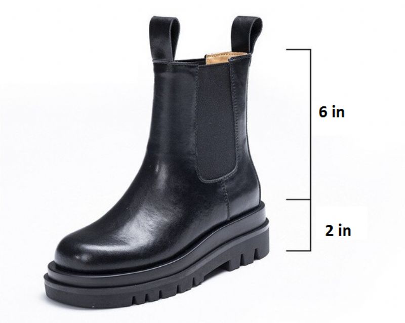 Altamira Damskie Skórzane Buty Na Platformie - Wysoki Czarny Futro - 6in Shaft