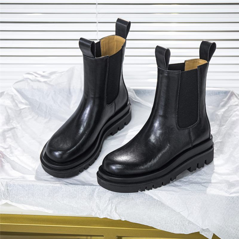 Altamira Damskie Skórzane Buty Na Platformie - Wysoki Czarny Futro - 6in Shaft