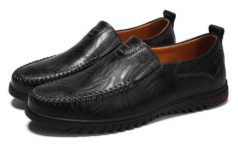 Amadeo Męskie Mokasyny Eleganckie Buty - Czarny