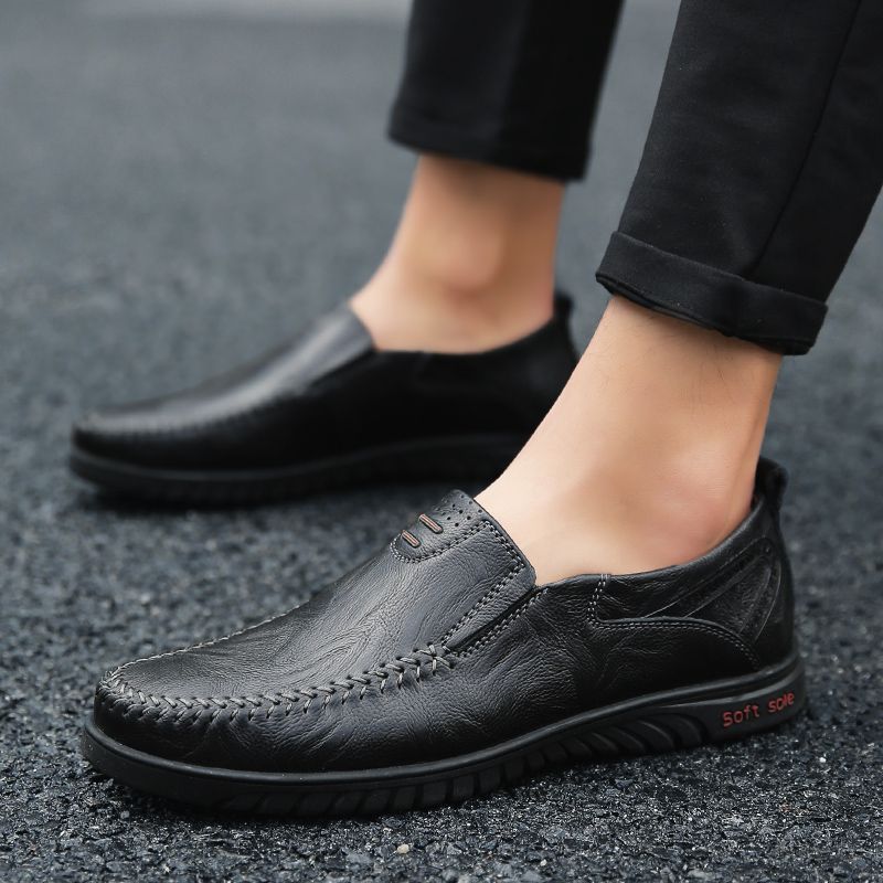 Amadeo Męskie Mokasyny Eleganckie Buty - Czarny