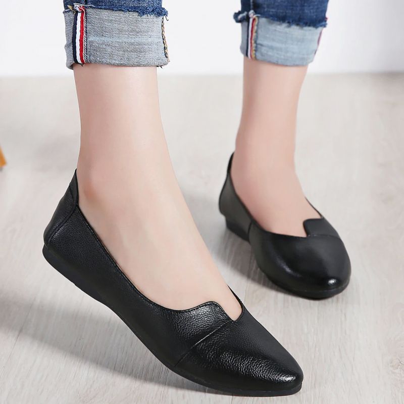 Ana Damskie Czarne Płaskie Buty - Czarny