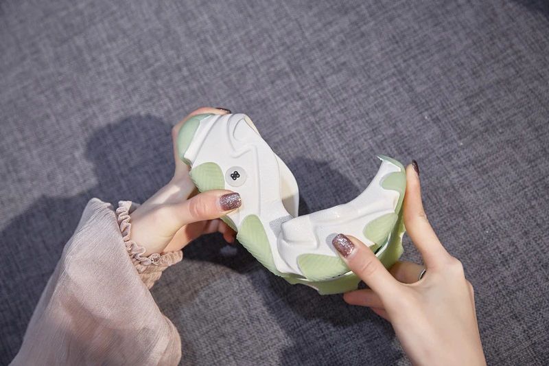 Angelis Damskie Płaskie Buty Sportowe Na Platformie - Morelowy