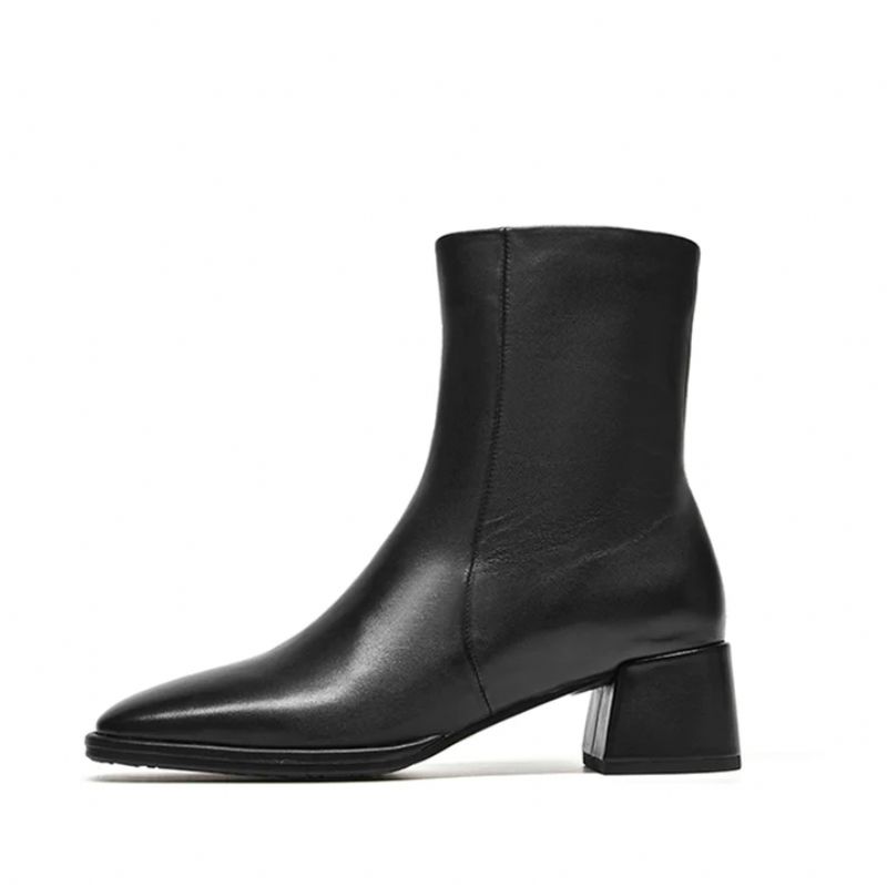 Anisa Damskie Skórzane Buty Do Kostki - Kawa