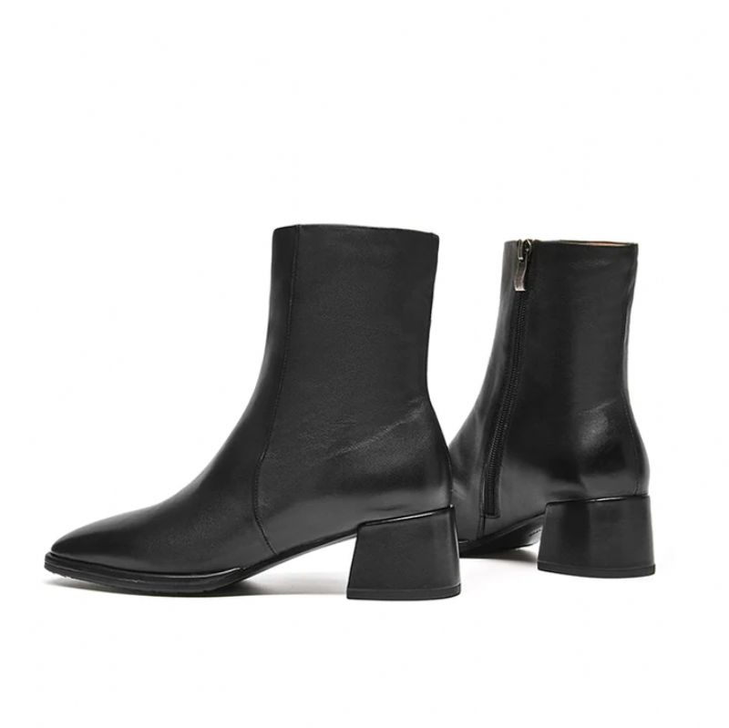 Anisa Damskie Skórzane Buty Do Kostki - Kawa