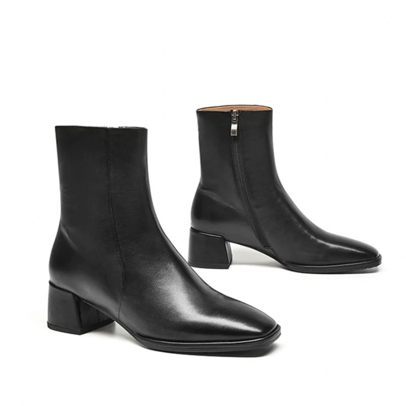 Anisa Damskie Skórzane Buty Do Kostki - Kawa