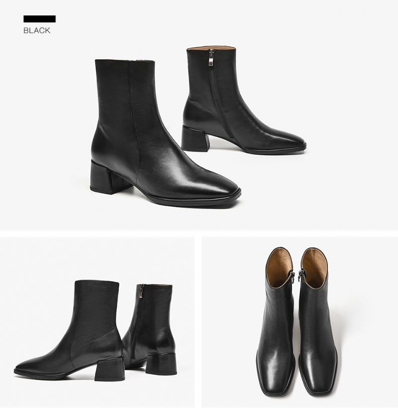 Anisa Damskie Skórzane Buty Do Kostki - Kawa
