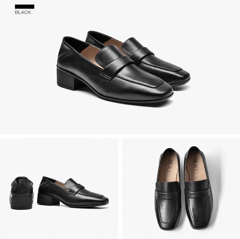 Armenia Damskie Płaskie Buty Typu Loafer Z Kwadratowym Noskiem - Kawowy