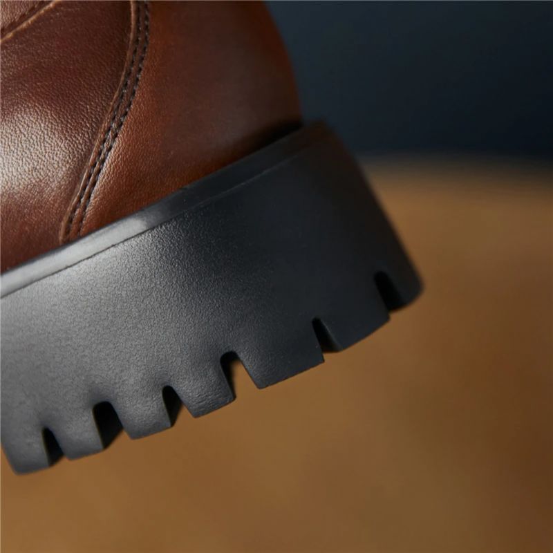 Aroa Damskie Buty Typu Leather Platform Loafer - Beżowy
