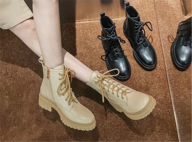 Arrieta Boots Ankle Height - Beżowy krótki plusz