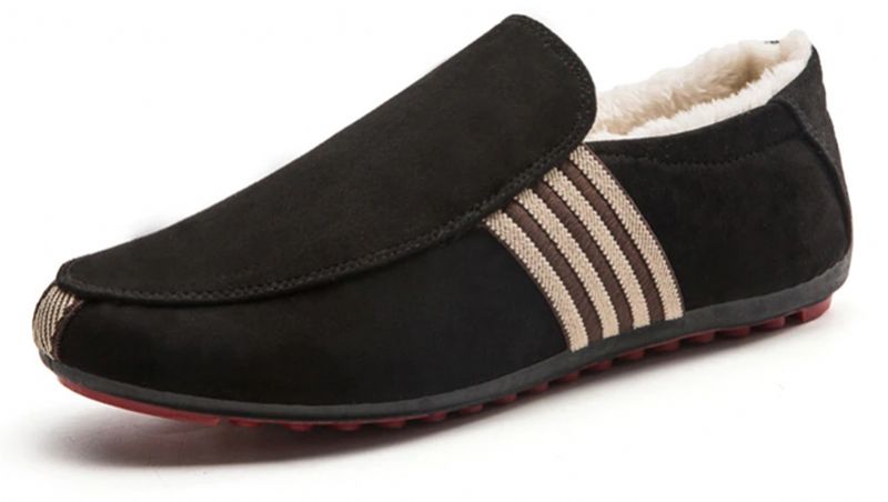 August Męskie Mokasyny Buty Codzienne - Czarne Futro