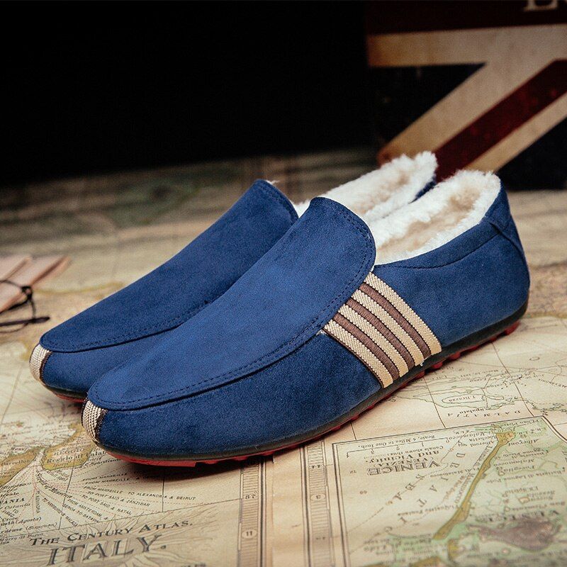 August Męskie Mokasyny Buty Codzienne - Czarne Futro