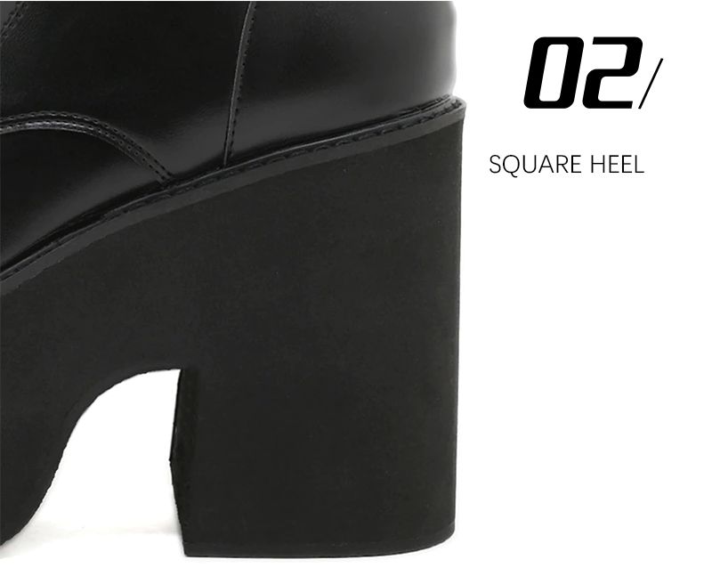 Azumi Damskie Buty Na Platformie Do Połowy Łydki - Czarny