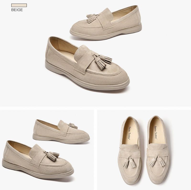 Bacilos Damskie Płaskie Buty Bez Sznurówek - Beżowy