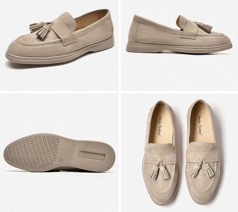 Bacilos Damskie Płaskie Buty Bez Sznurówek - Beżowy