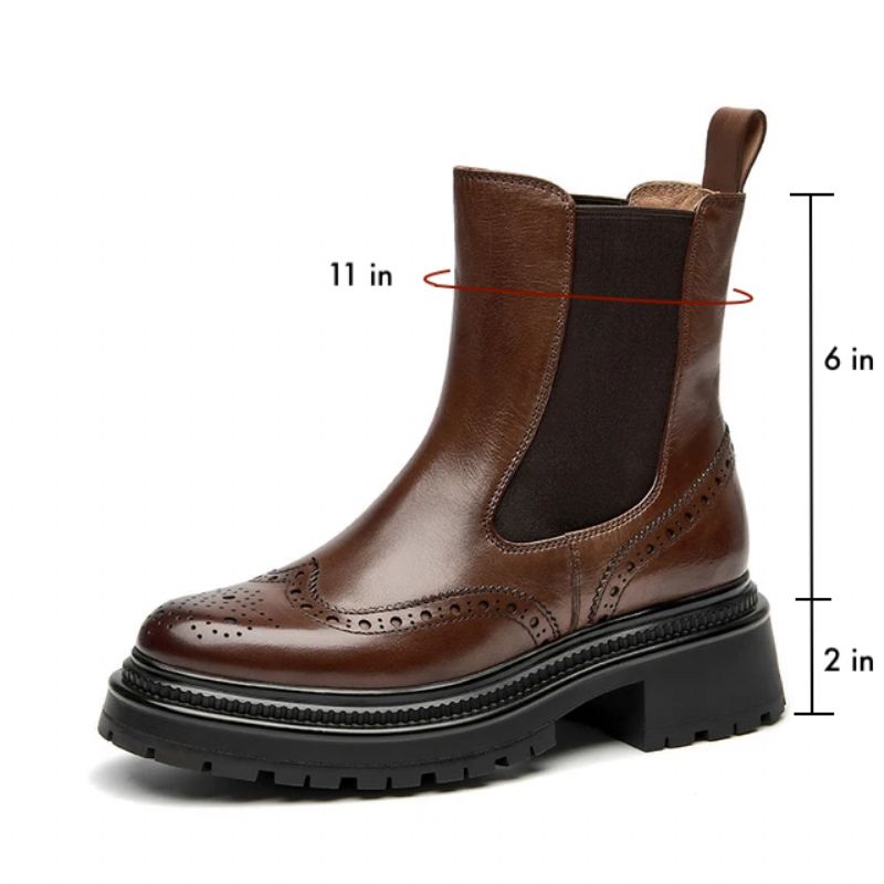 Barbara Damskie Buty Typu Brogue Chelsea - Kawa