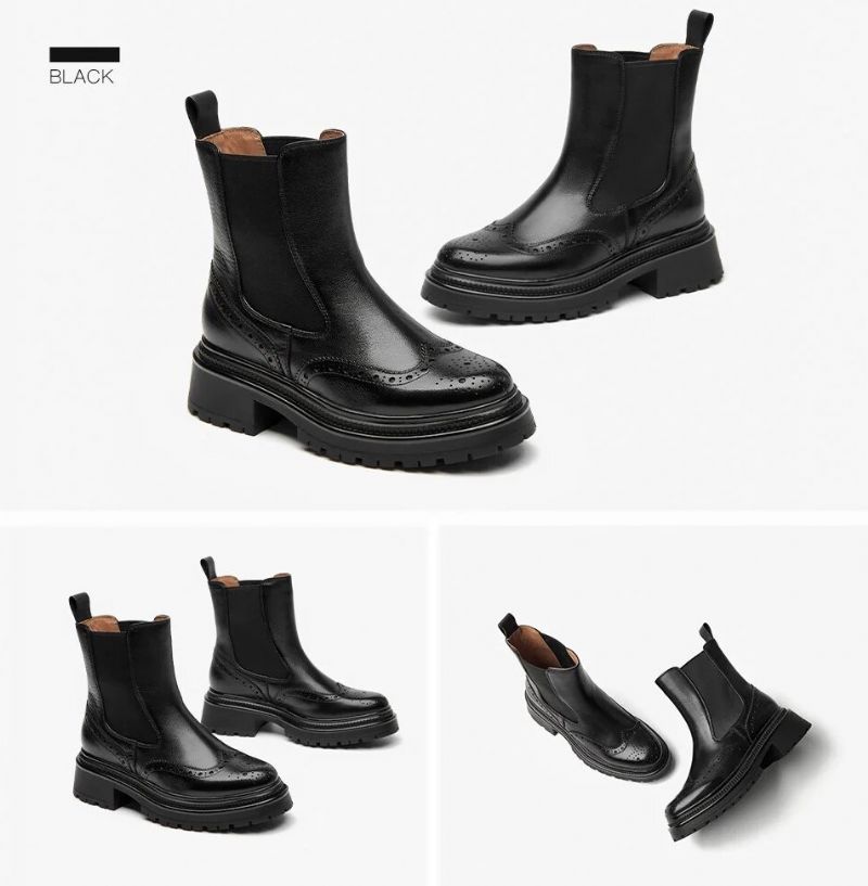 Barbara Damskie Buty Typu Brogue Chelsea - Kawa