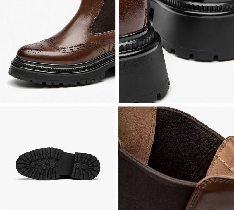 Barbara Damskie Buty Typu Brogue Chelsea - Kawa