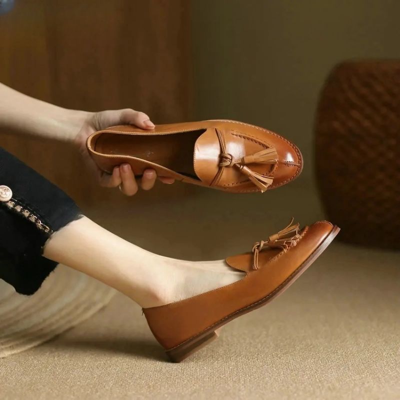 Barbara Damskie Casual Flats Loafers - Czarny
