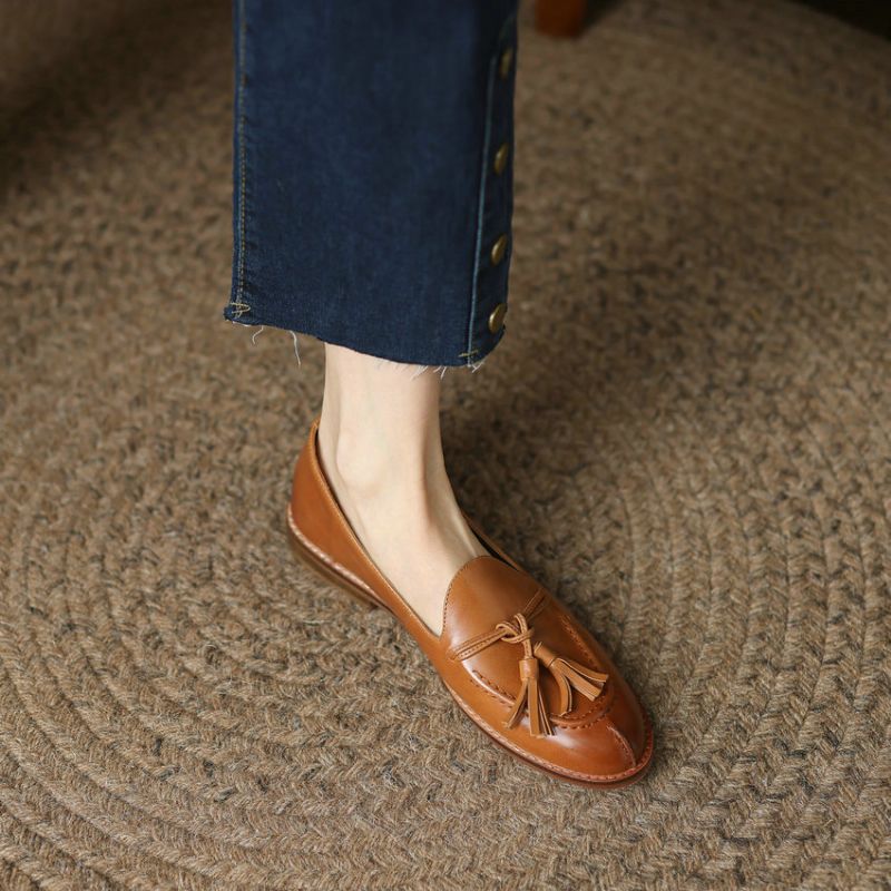 Barbara Damskie Casual Flats Loafers - Czarny