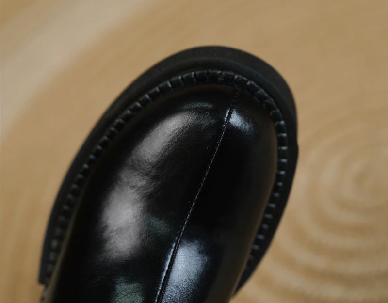 Barbas Damskie Skórzane Buty Do Kolan Czarne - Czarny Bez futra