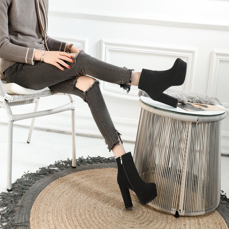 Bea Damskie Buty Do Kostki - Czarny