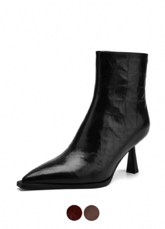 Belen Damskie Buty Skórzane Na Wysokim Obcasie Do Kostki