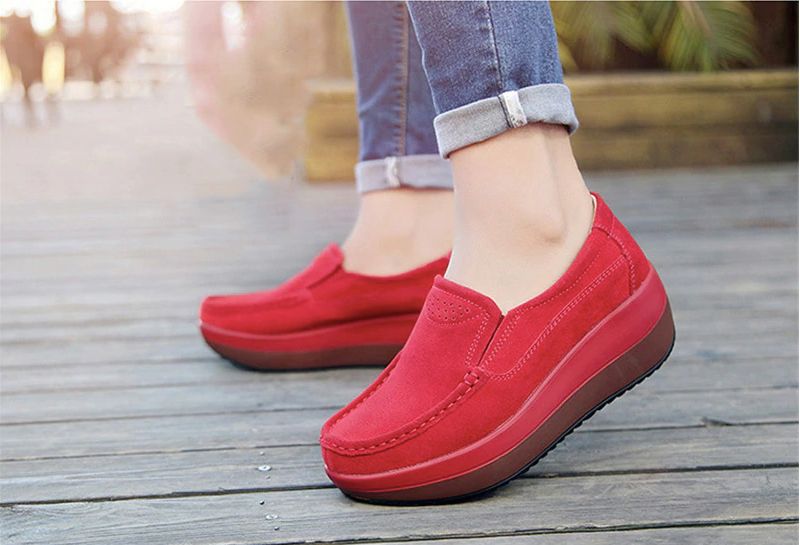 Beth M8 Damskie Zamszowe Buty Na Platformie - Czarny Plusz